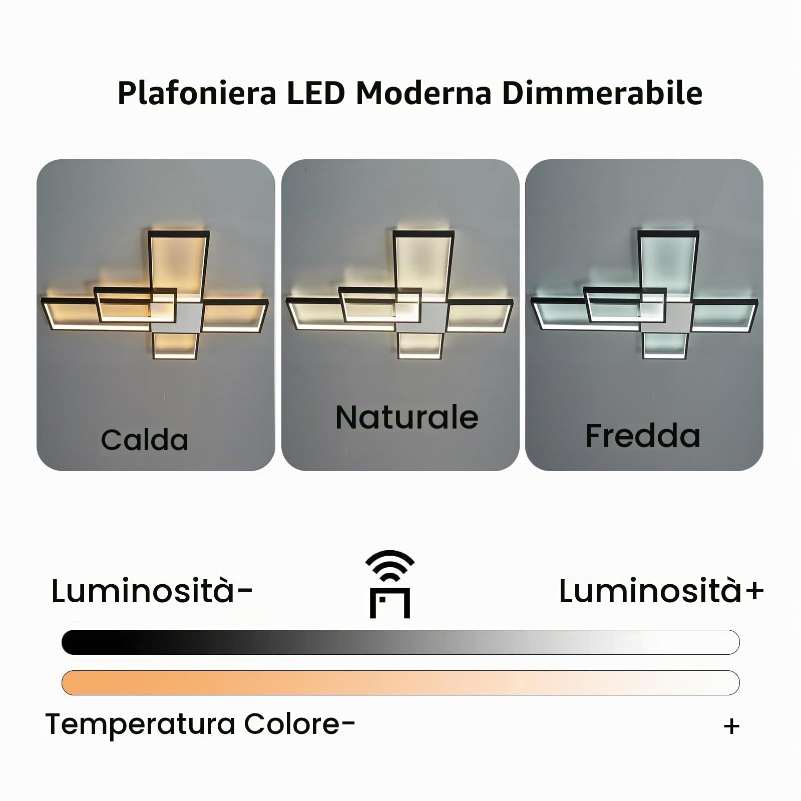 Lampada Da Soffitto nera opaca Luminosità Dimmerabile 3000k-6000k Lampadario Per Soggiorno Sala da pranzo Dimmerabile Con Telecomando 72v 5040LM (Black-BLS-FH102-S)
