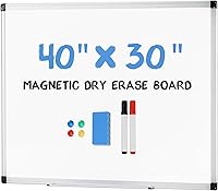 DUMOS 40x30 Magnetic Dry Erase Whiteboard Wall Kit - Aluminum Frame, Eraser, Markers, Magnets for Home Office School