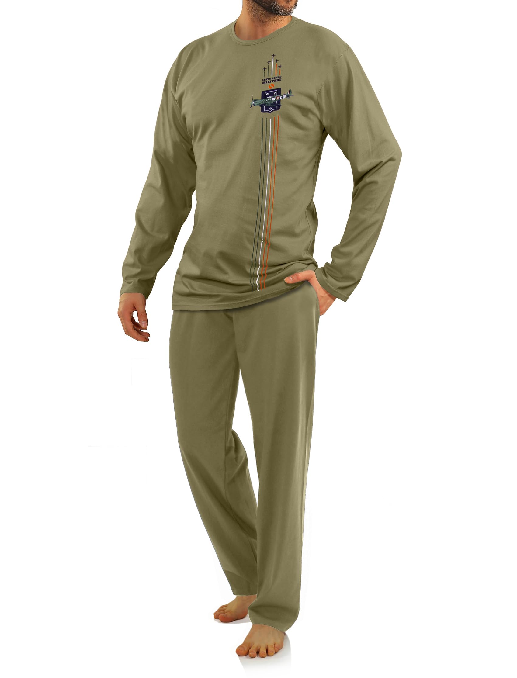 sesto senso Pigiama Uomo Militare Corto Estivo Cotone Tshirt Pantalonici Set Corte