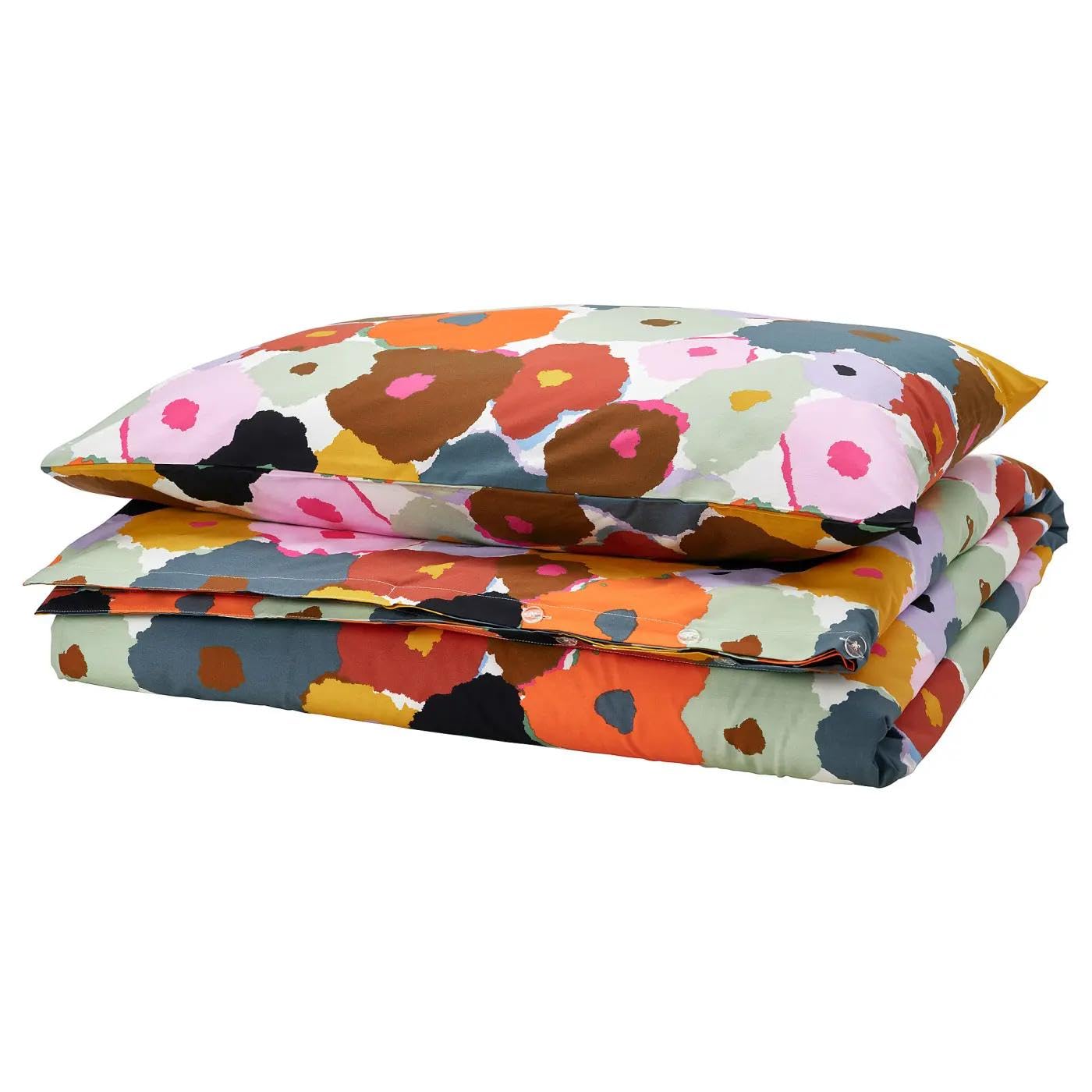 Ikea MURREVA Duvet Cover and Pillowcase, Multicolour/Floral Pattern, 150x200/50x80 cm-image-28