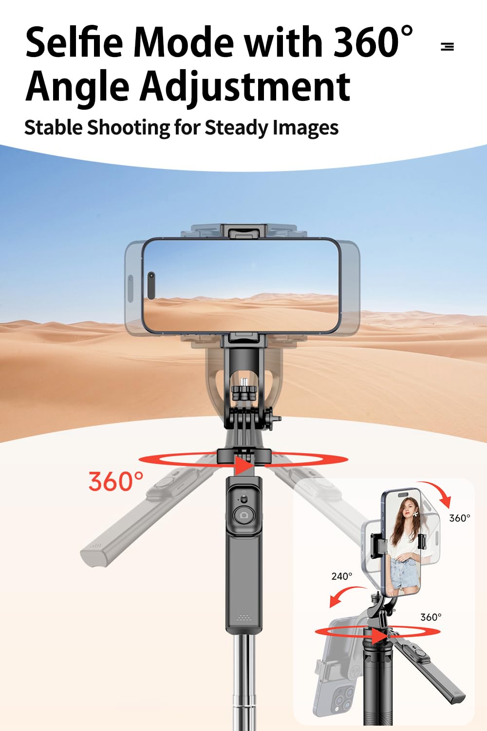 Trípode para selfie, trípode extensible para teléfono y palo selfie con soporte desmontable para teléfono y control remoto inalámbrico, trípode de teléfono compatible con todos los teléfonos