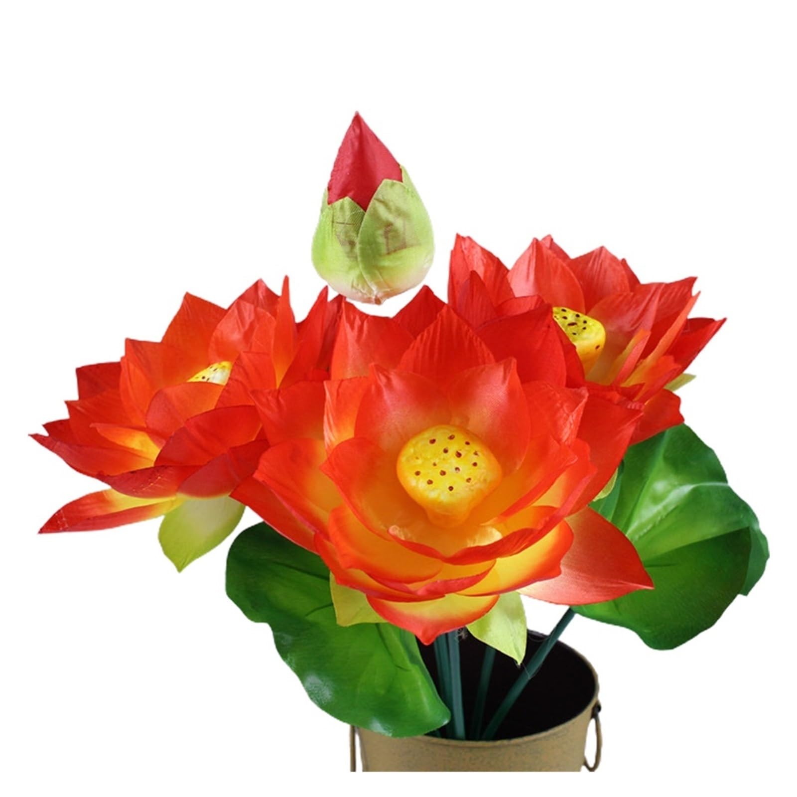 DUNSBY Artificial Lotus 1pc Artificial Flower Lotus Fake Silk For Wedding Ceremony Decor Home Garden Bouquet(Sunset red)