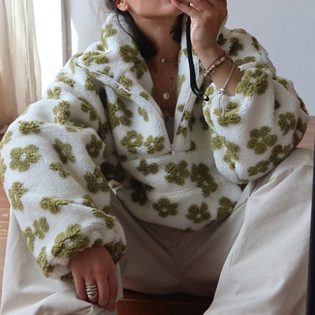 Maglione da donna casual a maniche lunghe oversize con cerniera maglione caldo vintage felpe per uso quotidiano e all'aperto