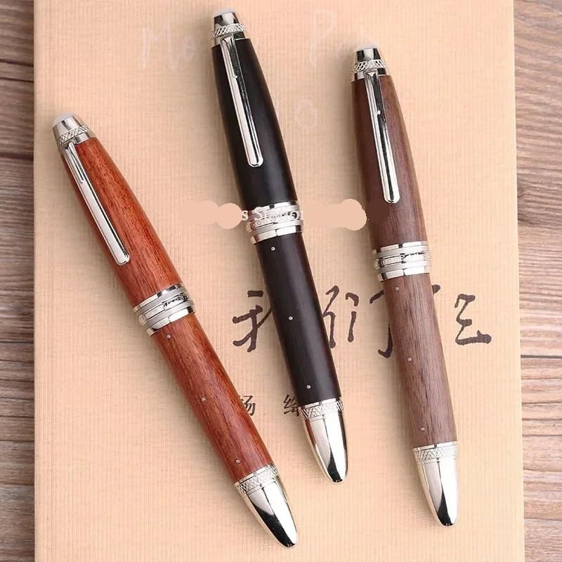 Penna stilografica in legno con rivetto con perla, per ufficio e scuola, cancelleria per scrittura e lavoro, Gfit (palissandro)