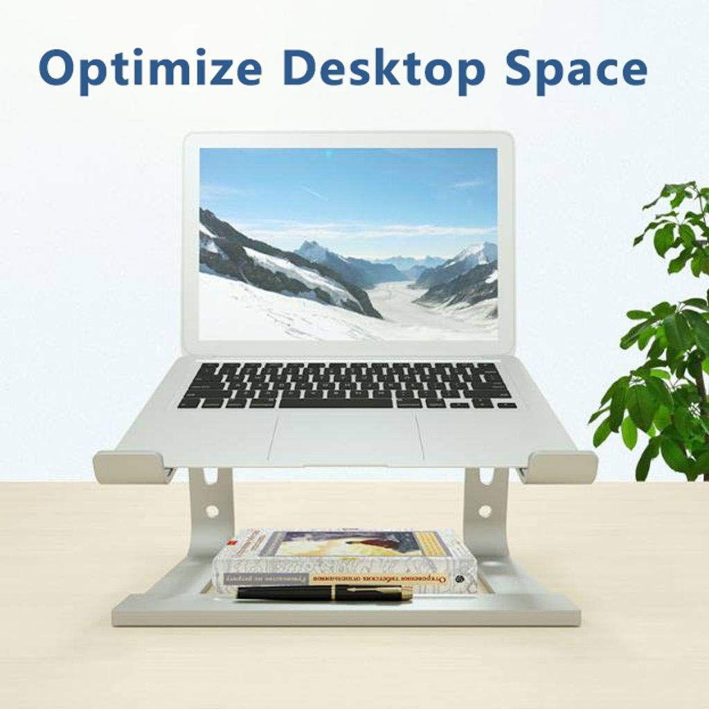 Supporto per Laptop, Rialzo per Computer in Alluminio Supporto per Laptop ergonomico Regolabile Staccabile per Il Raffreddamento ventilato Adatto per Notebook Tablet-Argento