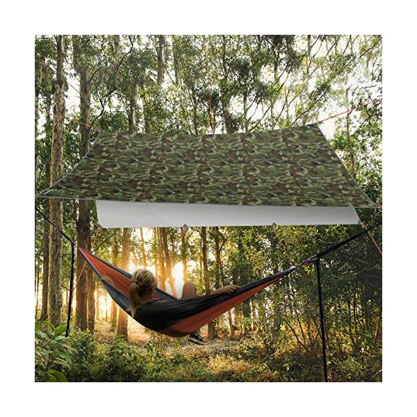 RYACO Tarp 3x4 m Wasserdicht Zeltplane Ultraleicht mit ösen + 6 Erdnägel + 6 Seilen, Anti-UV Schnee Regen Schutz Leicht… – Bild 8