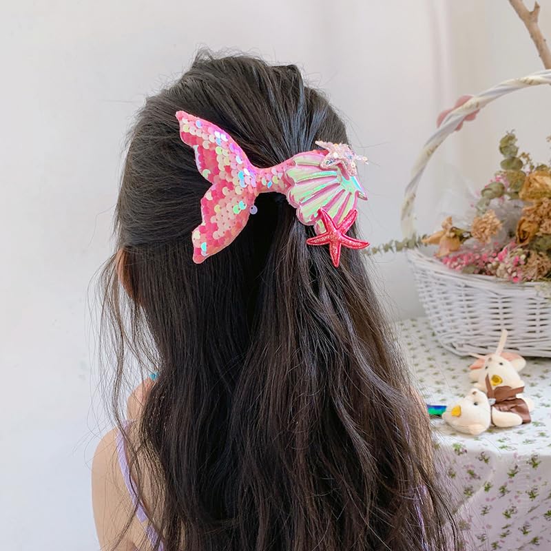 Miniatura 6 de Pinzas para el pelo de cola de sirena para niñas, pinzas para el pelo de cola de pez, pasadores de pelo de sirena con purpurina, horquillas de