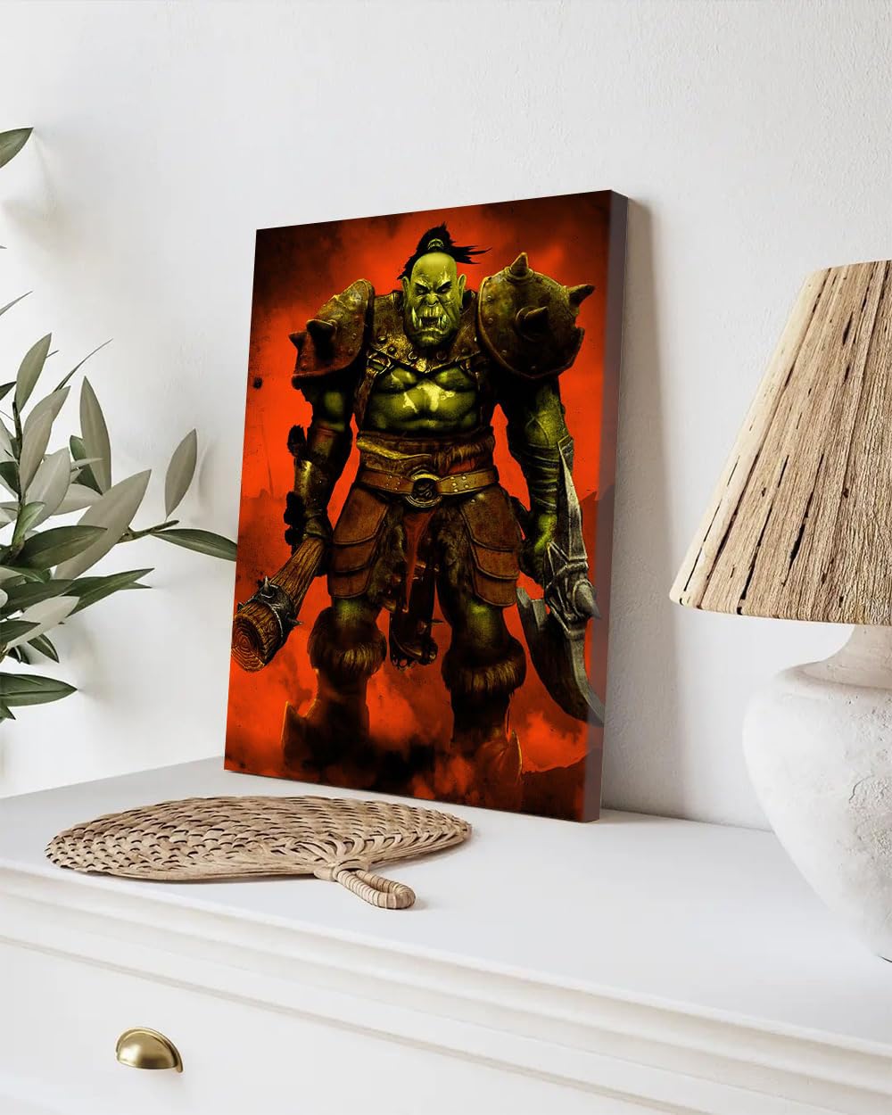 GADGETS WRAP Canvas Gallery Wrap Framed for Home Office Studio Living Room Decoration (9x11inch) - Orcish Raider