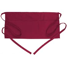 BOHARERS Waist Apron with 3 Pockets - Red Waitress Waiter Server Short Apron