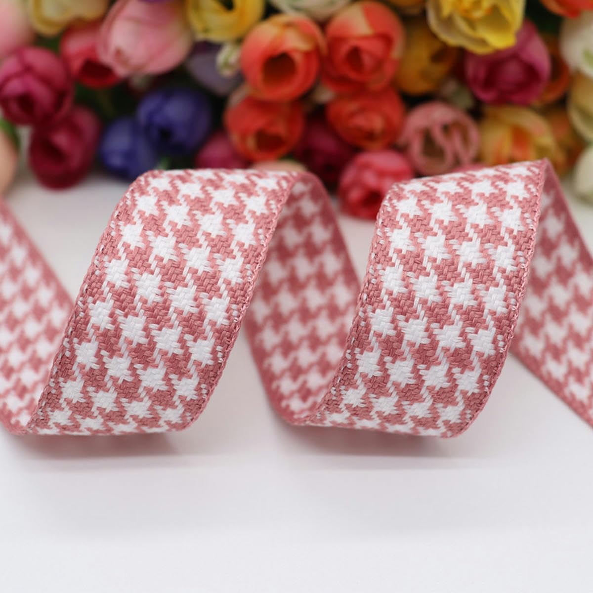 50 yardas 1 "25 MM/1,5" 38 MM cintas de grosgrain estampadas de enrejado de lino de algodón para lazos para el cabello DIY hecho a mano-2-25MM