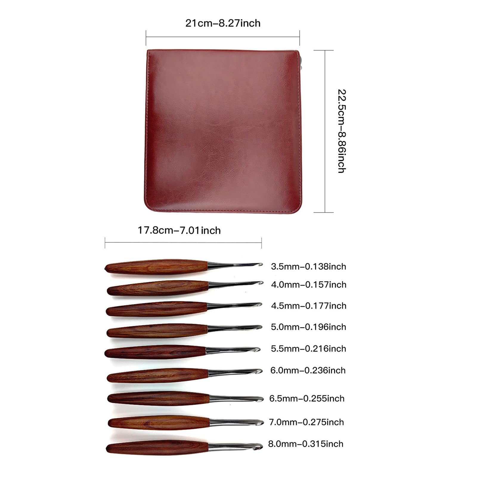 9 szt. ergonomiczny haczyk do szydełkowania drewniany uchwyt szydełko dla początkujących dorosłych dzianinowy sweter szaliki torba skarpetki 3,5 mm - 8,0 mm drewniany uchwyt szydełka igła