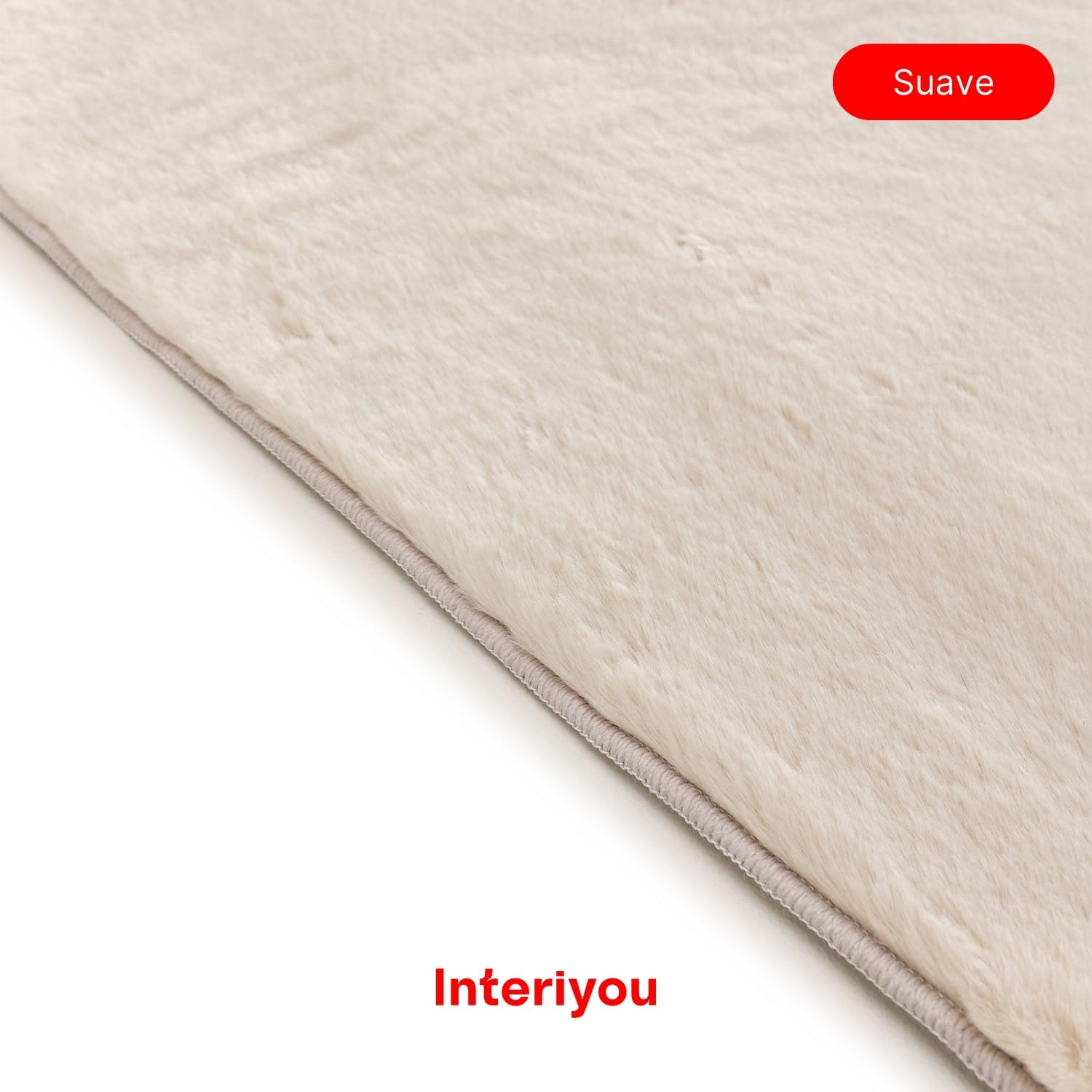 Interiyou Alfombra Salon Pelo Corto Fargo - 160x230 cm Beige - Felpa sintética esponjosa - Lavable y Antideslizante - Textura Suave Corta