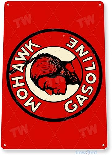 Miniatura 3 de Tinworld Letrero de estaño Mohawk Gasolina Retro Petróleo Gas Metal Decoración Estación de Servicio Auto Shop Garage A502