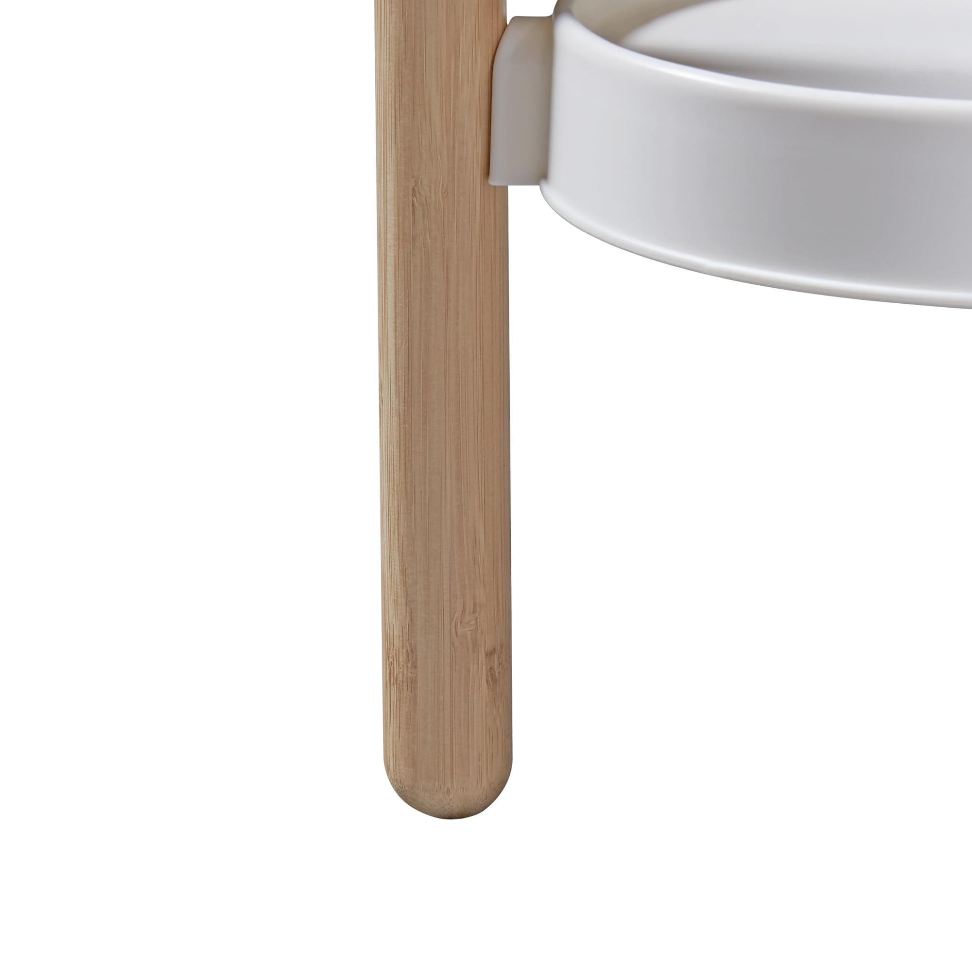 [en.casa] Étagère à Fleurs à 3 Niveaux Porte Plantes pour Intérieur Support Cache-Pots Meuble de Rangement Bambou Plastique 78 x 52 x 25 cm Naturel Blanc