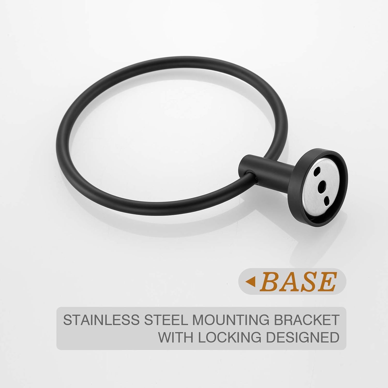 Matte Black Stainless Steel Wall Mounted Towel Ring Set