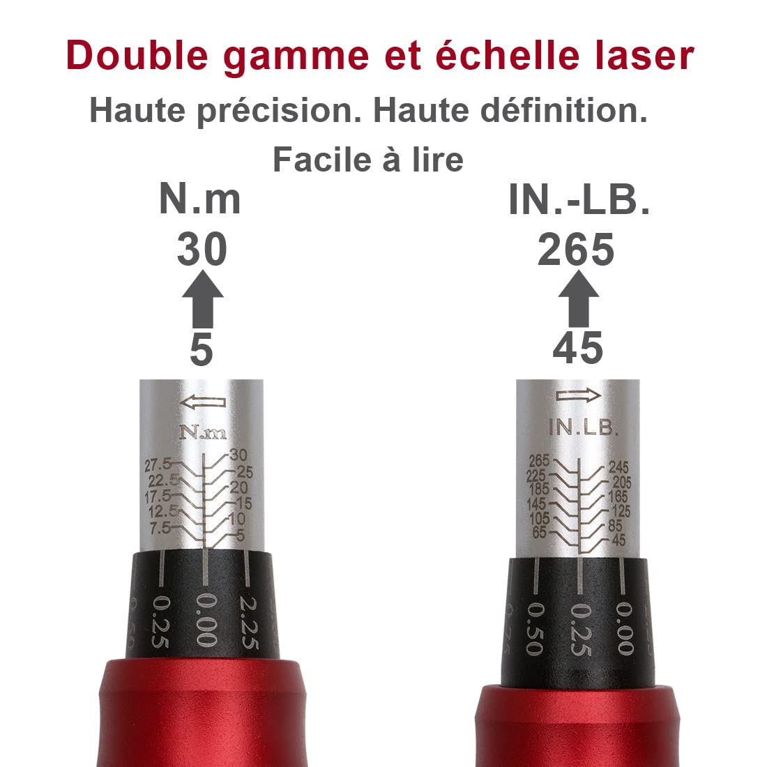 FIRSTINFO F326363B Jeu De Clés Dynamométriques Pour Vélo | Type De Clic De 6 ,35 Mm | Engrenage à 72 Dents | 30-140 "-lb | Comprend 20 Embouts