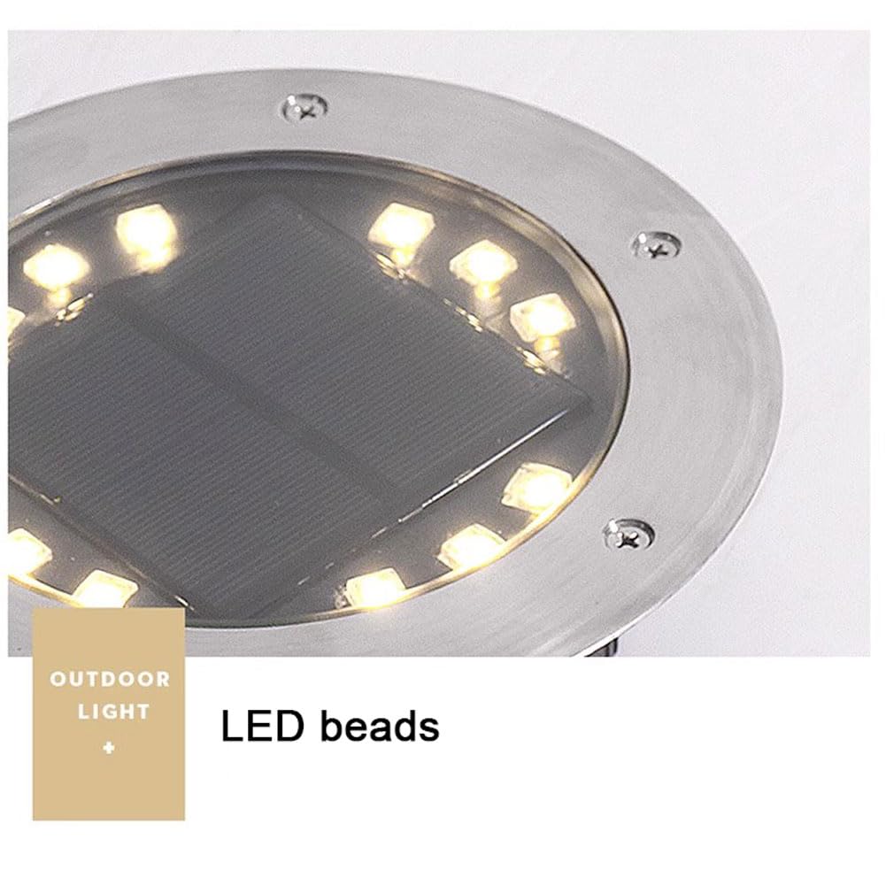 Faretto a Incasso Solare Giardino Esterno, 8/12/16/20 LED luce solare confezione da faretti solari da incasso a terr,Lampada solare per Prato, Vialetto, Scala, Paesaggio(Size:Luce bianca,Color:16W)