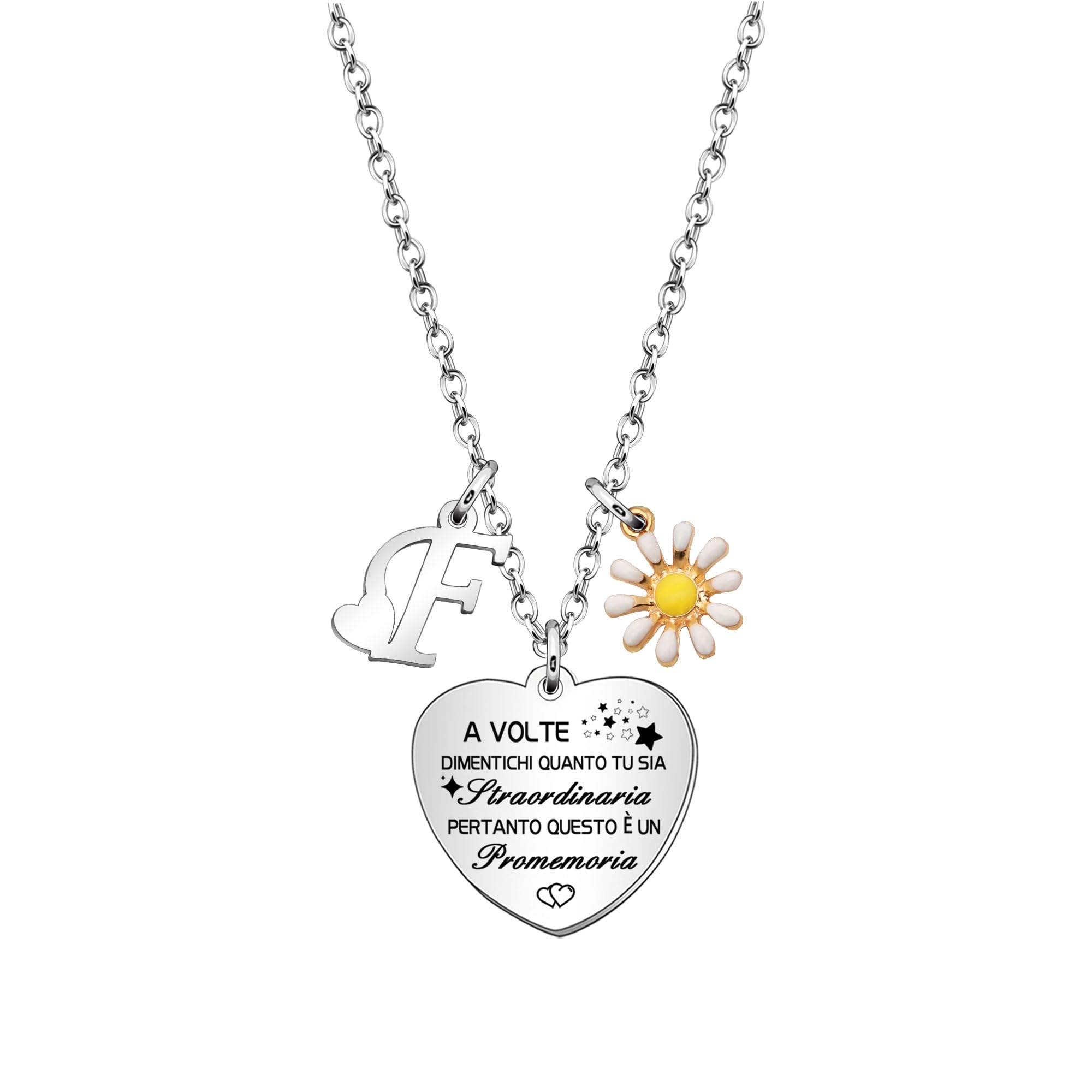 Hcvone Collana Iniziale Collana Margherita da Donne Ragazze Collana Lettera Collana Amicizia Sorelle Promemoria Regali Compleanno Motivazionali Regali Colore Argento Collana Gioielli