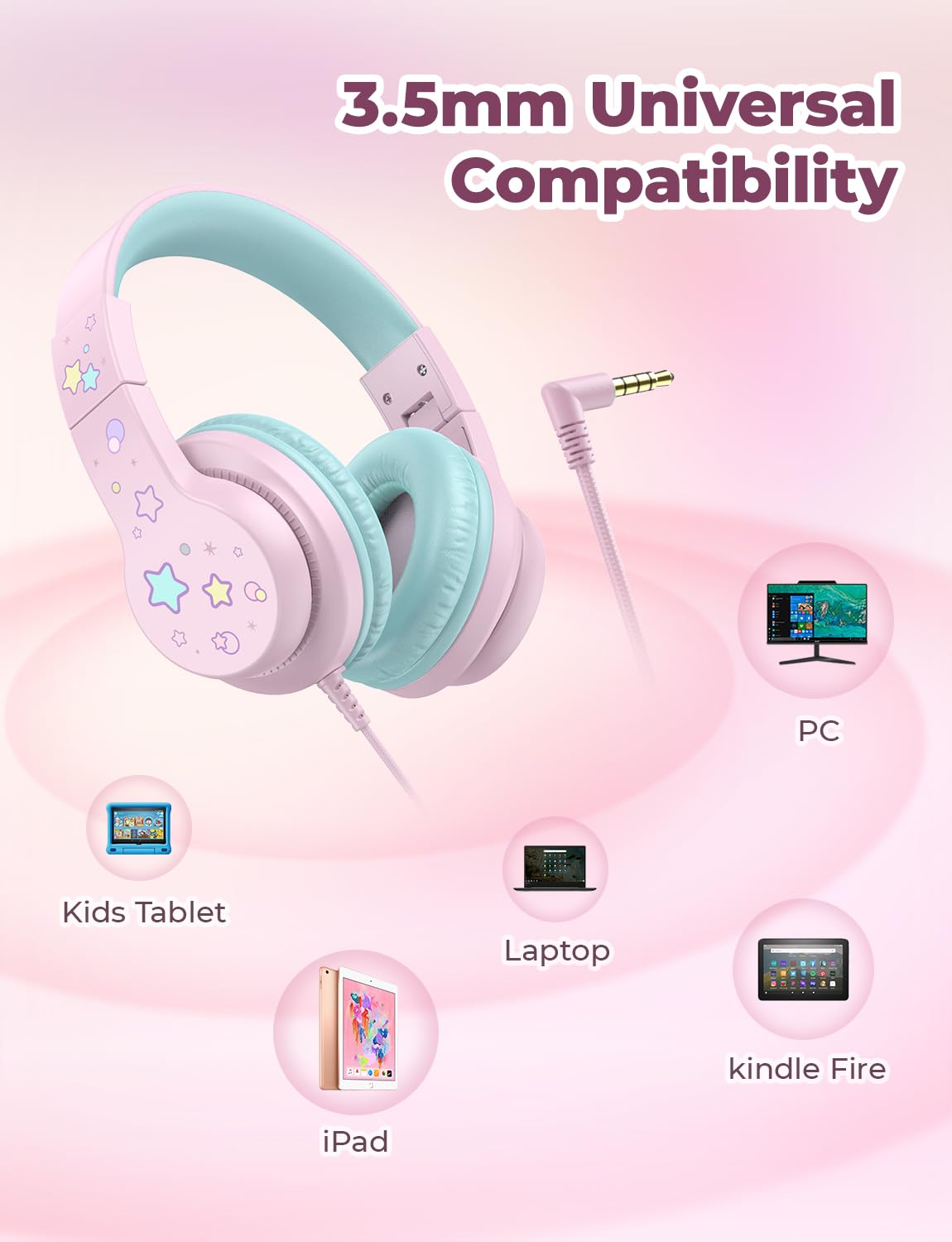 iClever Kids Headphones for School/Travel with Safe Volume 85dBA - Image 4