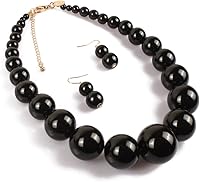 Vista 6 de KOSMOS-LI - Gargantilla de imitación de perlas grandes y aros combinados