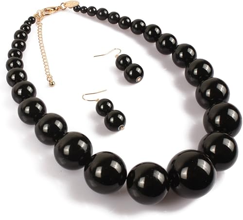 Miniatura 6 de KOSMOS-LI - Gargantilla de imitación de perlas grandes y aros combinados