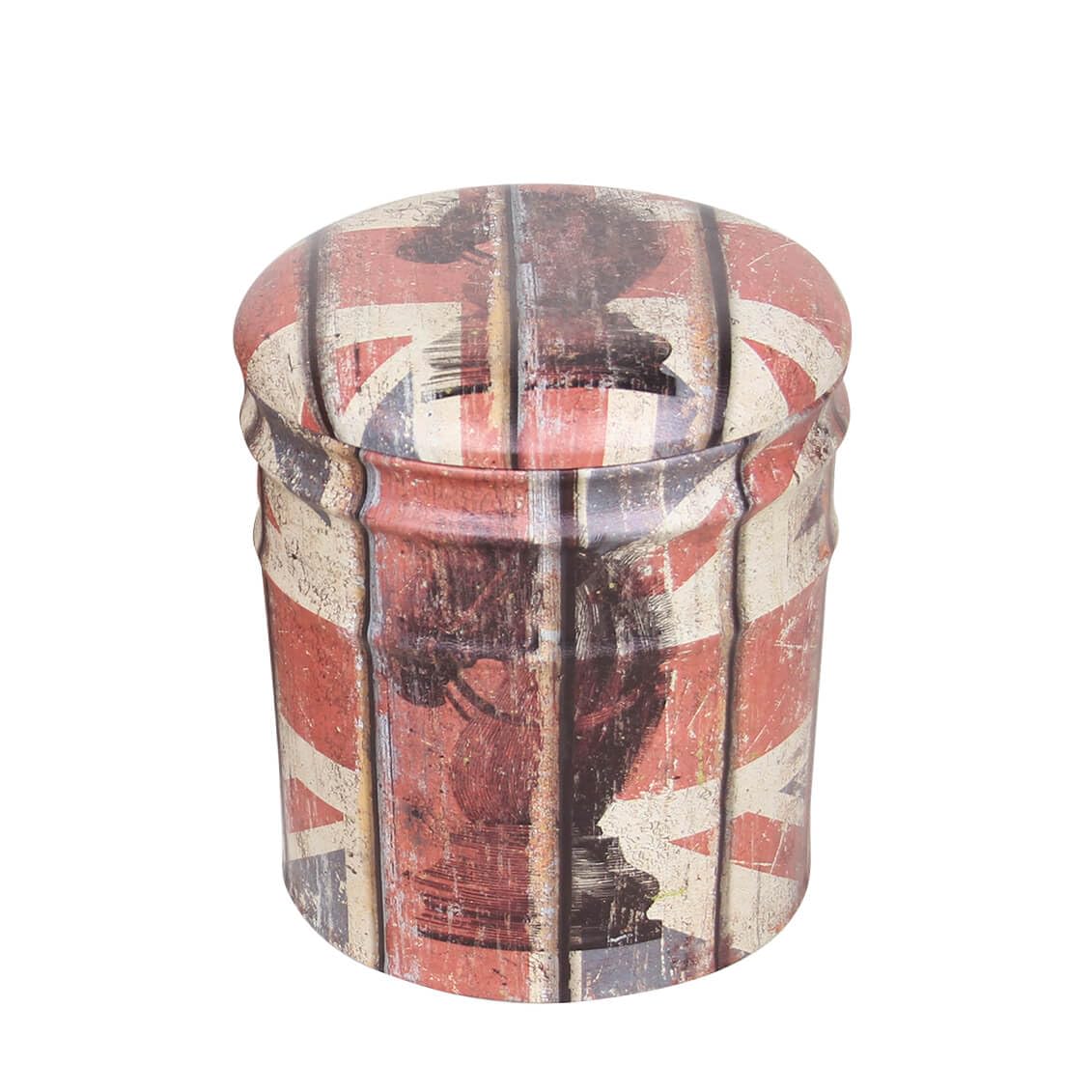 Set di 2 pouf contenitore Rotondo poggiapiedi in MDF PVC cm 30x30x38 - LENNY Multicolor