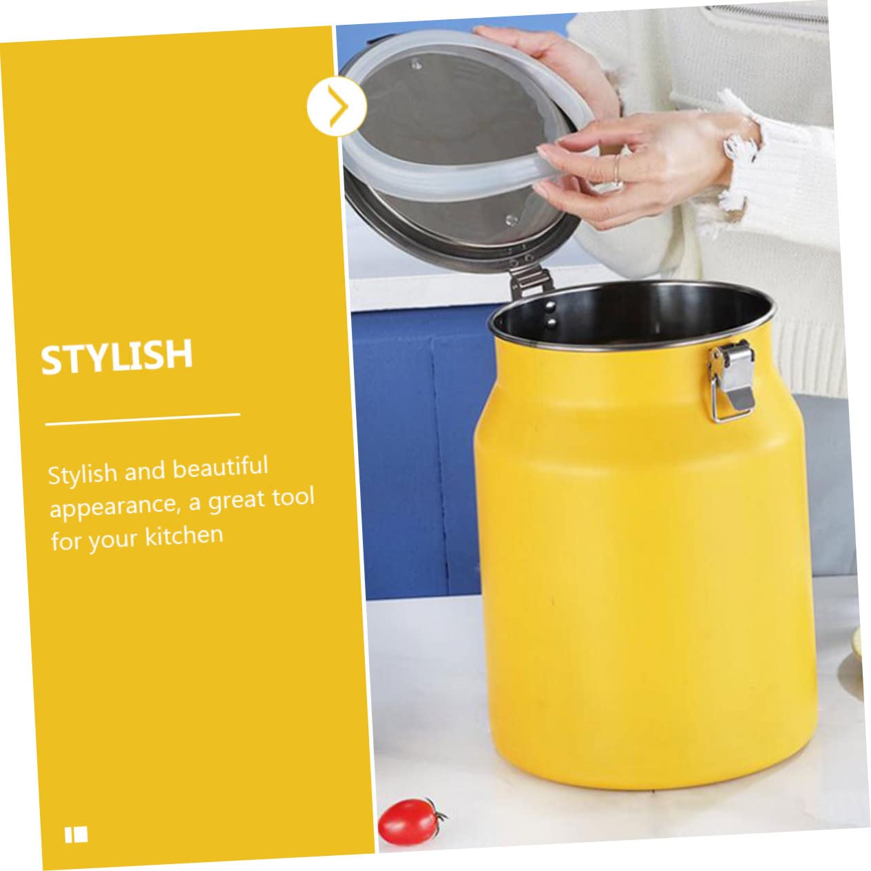 Gatuida Contenitore per Riso in Acciaio Inox Giallo, Secchio Sigillato