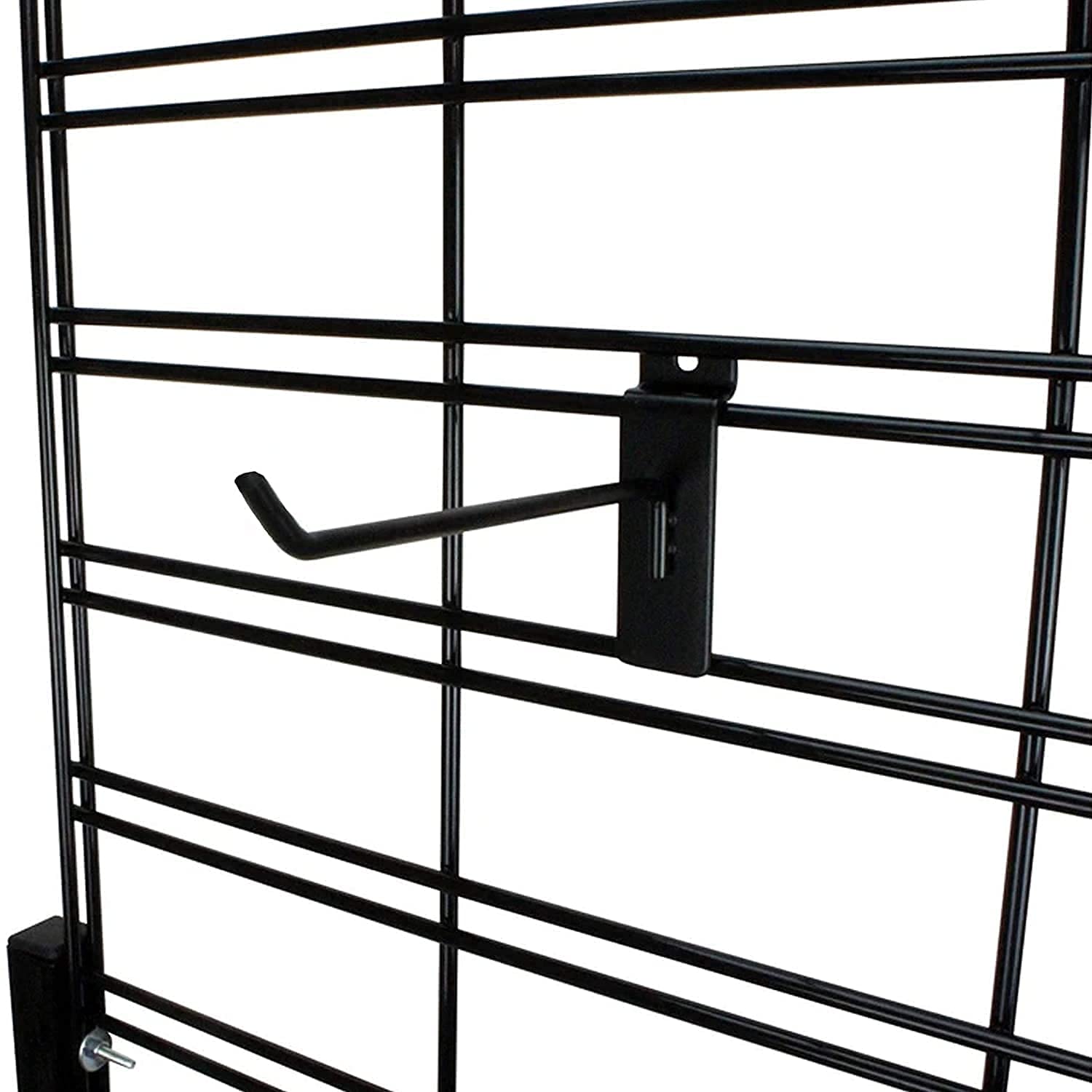 KINGDOM SOLUTIONS I 50 czarnych metalowych haczyków Slatwall (25 po 10 cm i 15 cm) do komercyjnego handlu detalicznego i wystawowego, haczyki do slatwall i wieszaki, czarne haczyki do slatwall akcesoria, czarne haczyki do tablic