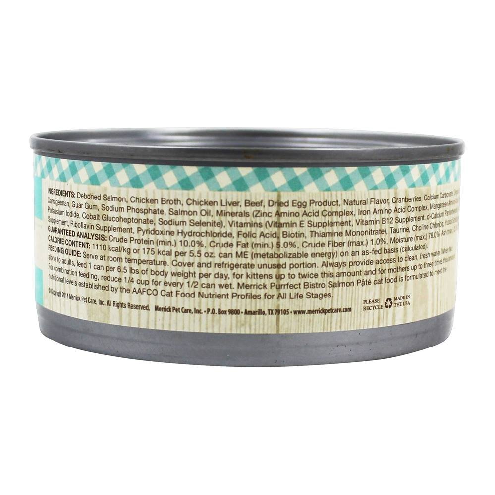 Merrick Purrfect Bistro Grain Free Salmon Pate Canned Cat Food, 5.5 oz., Case of 24