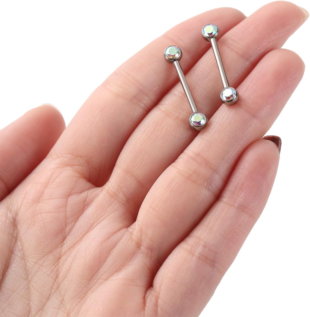FUNLMO 2pcs Nipple Piercing Jewelry Titanium Nipple Rings Internally Threaded Tongue Rings Bridge Piercing Jewelry Nipple Barbells 14G 12-20mm - Image 6