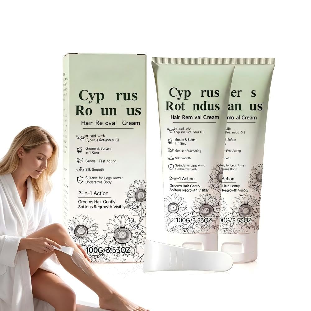 Crema depilatoria indolore all'olio di Cyperus rotundus per donne, crema depilatoria e idratante 2 in 1, efficace su braccia, gambe e ascelle