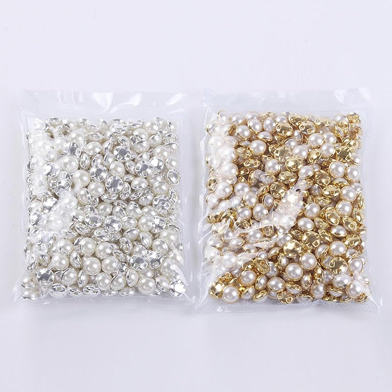 Perle bianche per maglioni, per vestiti da donna, in 10 pezzi, White, 15 mm