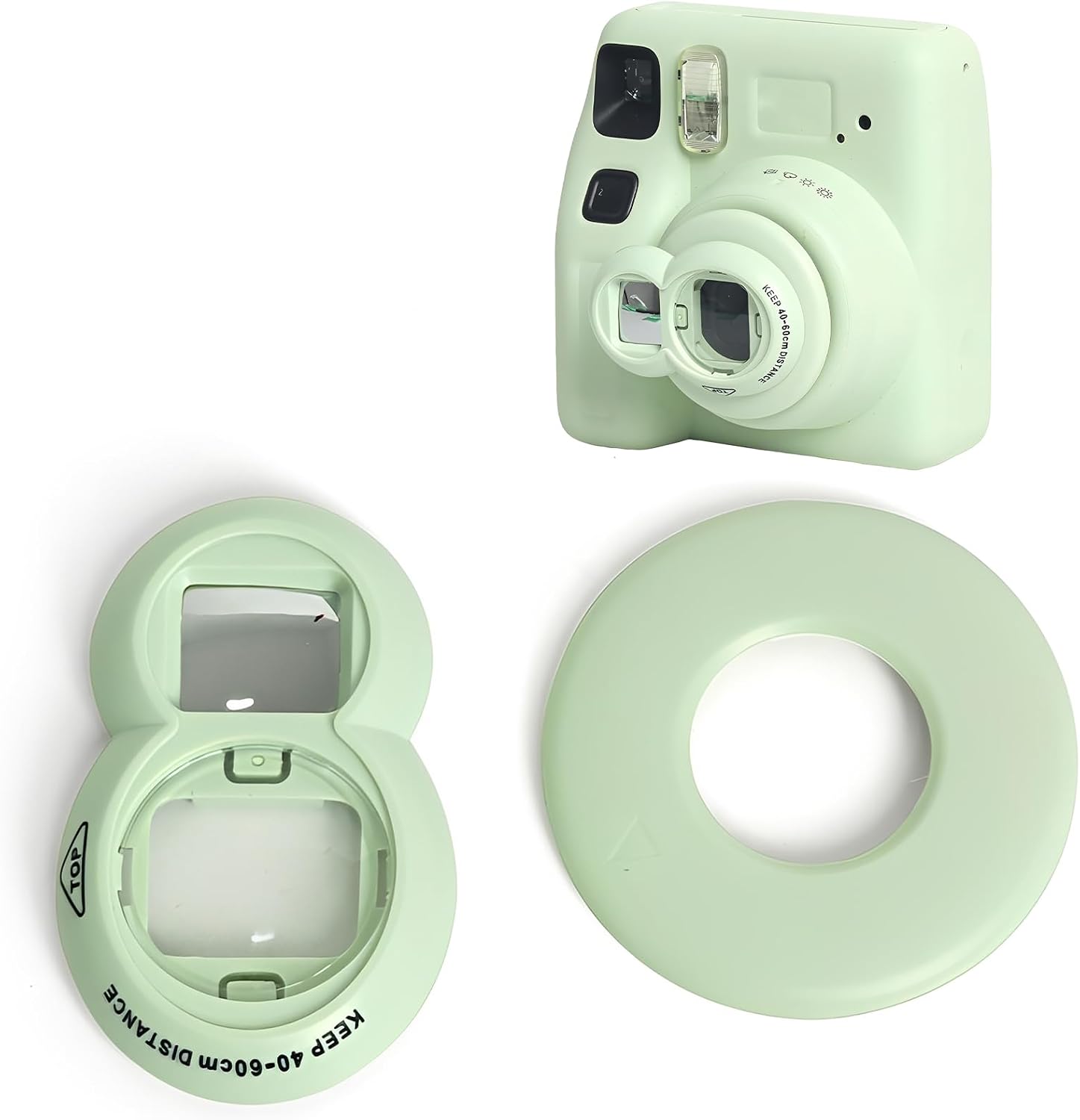 Close Up Lens with Selfie Mirror for Compatible with Fujifilm Instax Mini SE 7+ 8 9 Camera, Self-Portrait Accessory with Auxiliary Ring for Better Focus (Green)