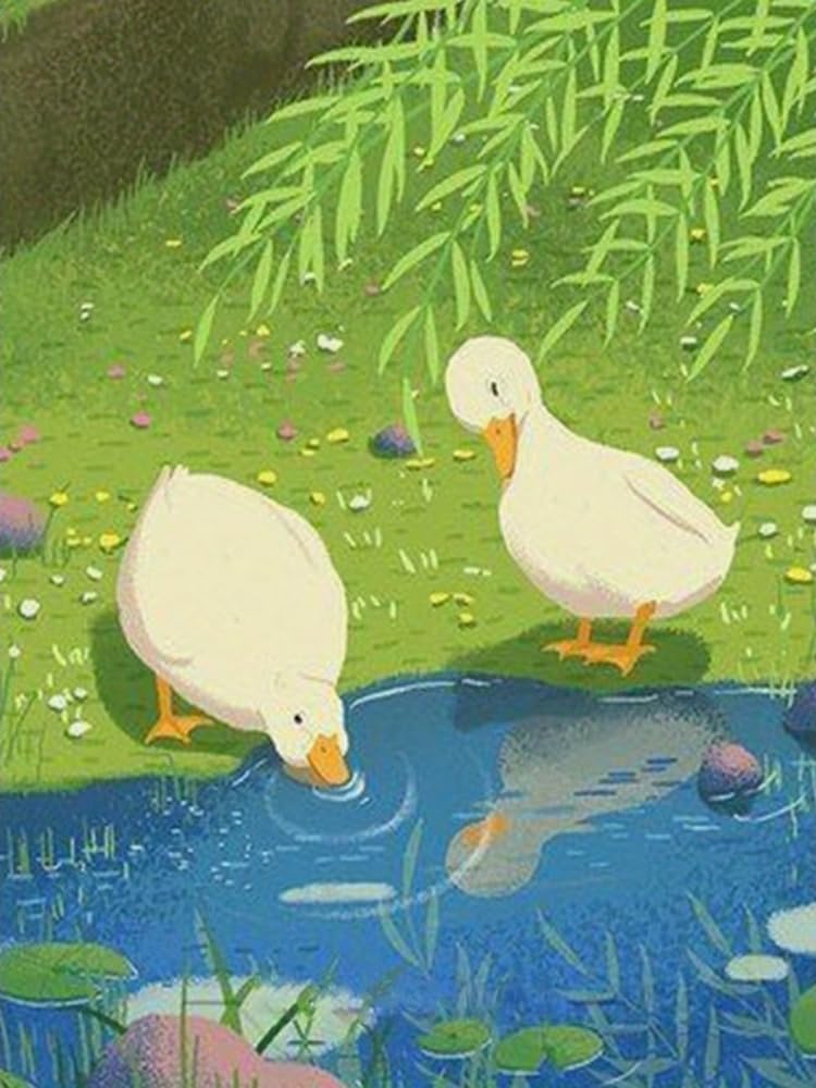 WELIWE Stamped Cross Stitch Kits for Adults 11CT Cross-Stitch Kit for Home Wall Decor DIY Embroidery Kit Needlework Crafts Cartoon Duck 40x50 cm