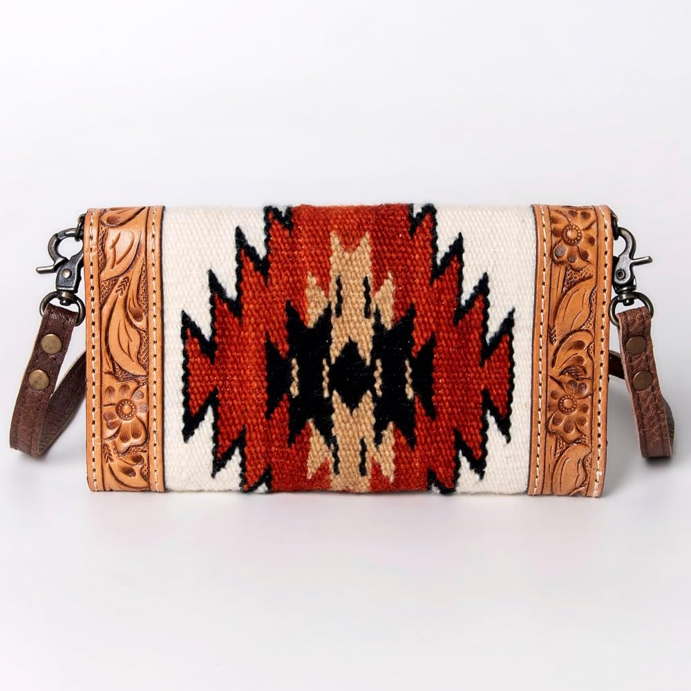 American Darling Envelope Saddle Blanket Hand Tooled Genuine Leather Western Women Bag Handbag Purse | for Cute