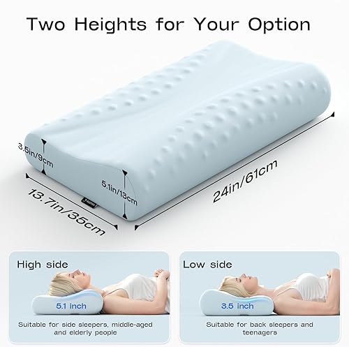 Miniatura 2 de Almohada de contorno de espuma viscoelástica, almohada cervical refrescante para dormir, diseño ergonómico patentado de 2 alturas, almohada de