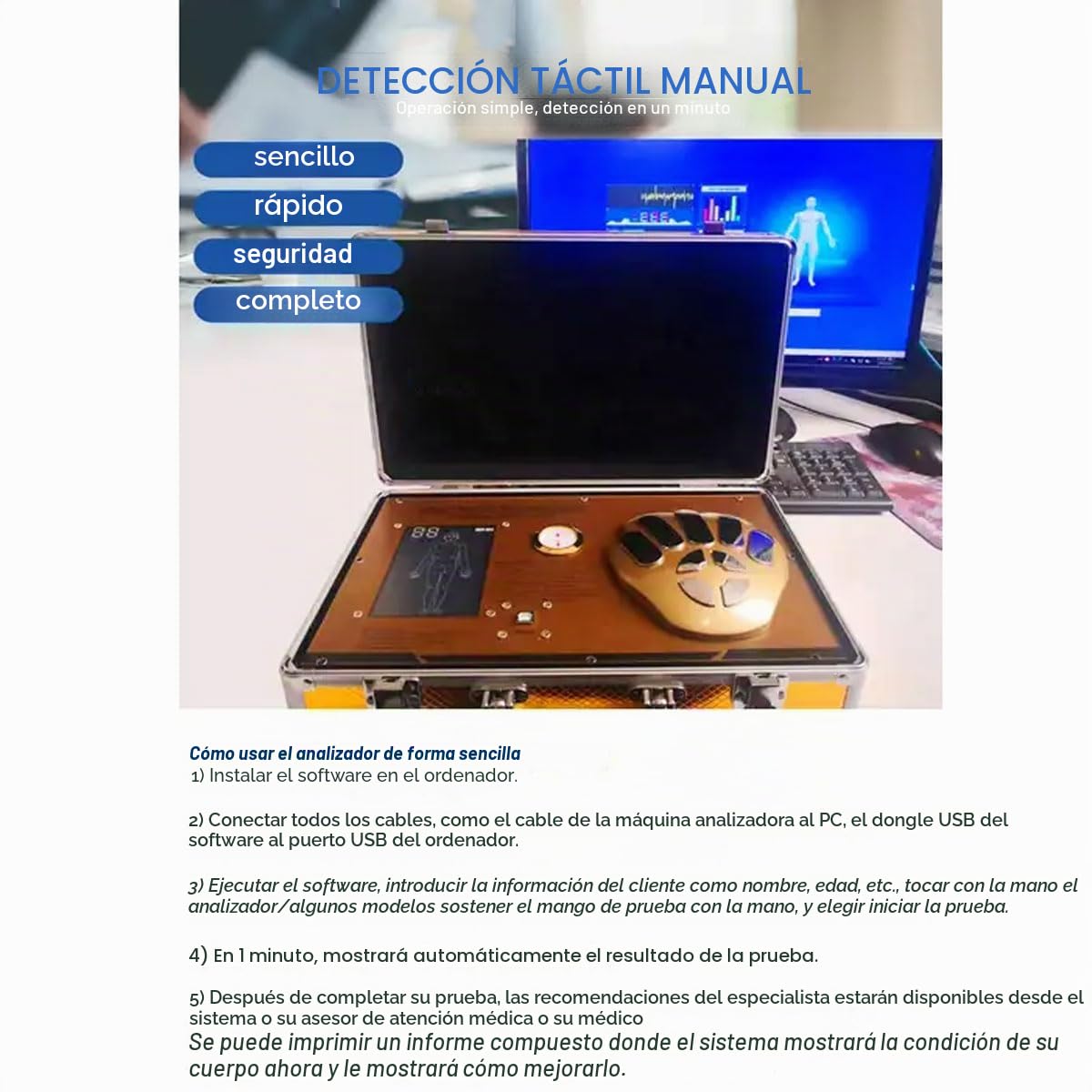 Detector corporal portátil de salud – Analizador cuántico 3D para todos | Detector inteligente dinámico de meridianos de células humanas, prueba rápidamente la salud física en casa