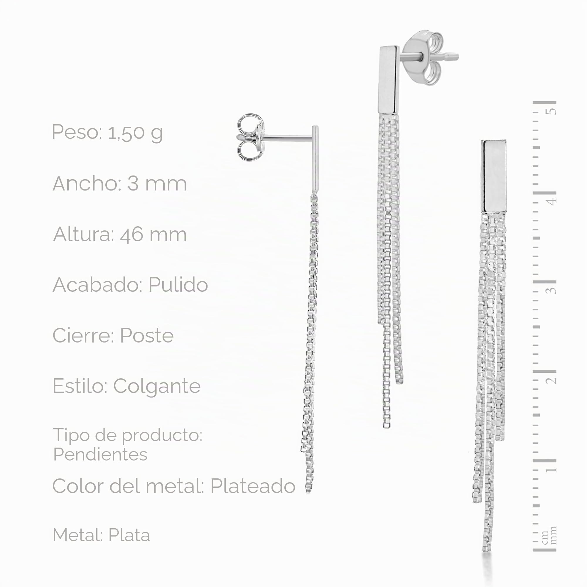 Tuscany Silver Pendientes Colgantes Cadena Veneciana Largos para Mujer de Plata De Ley 925