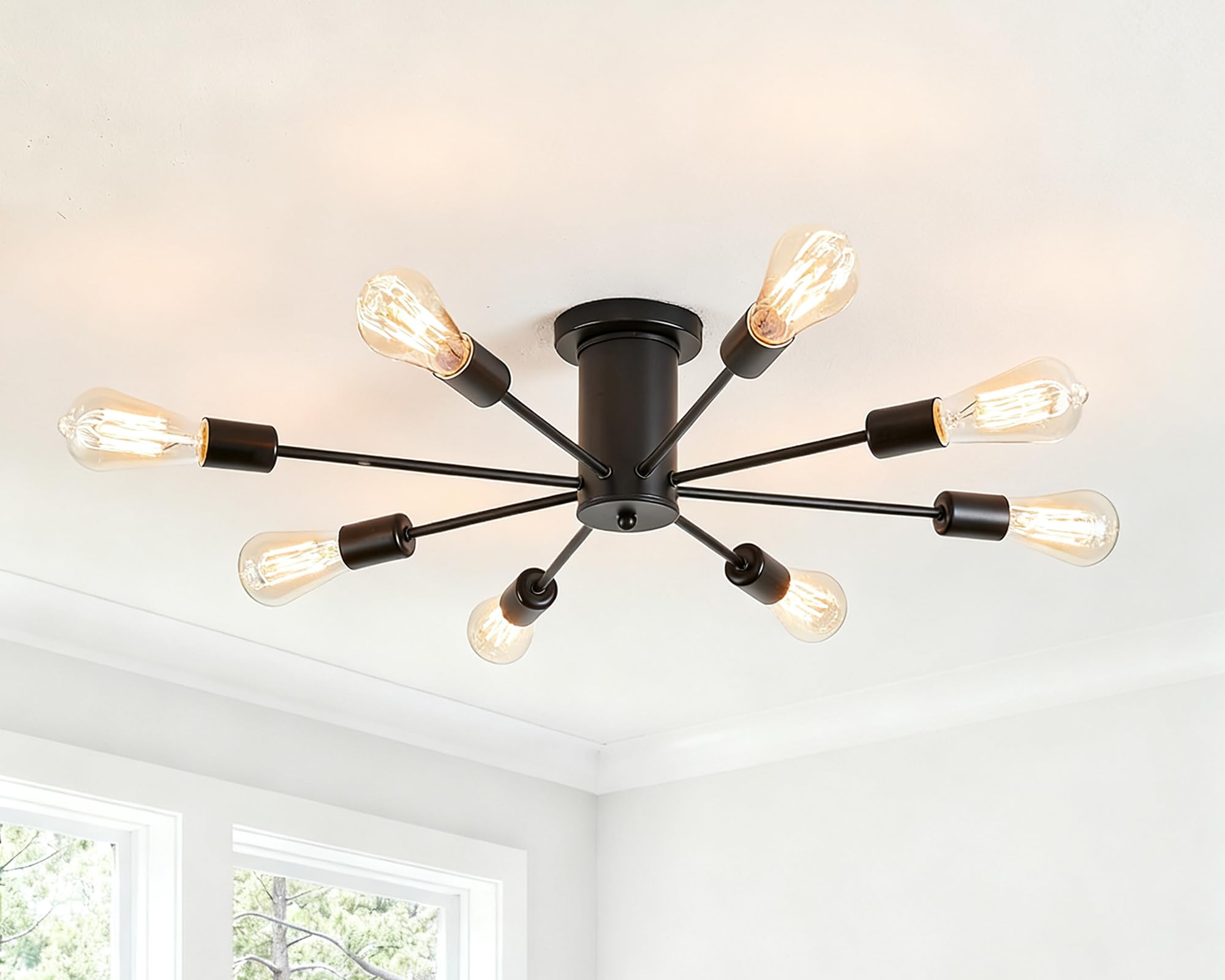 Dellemade Ceiling Light, 8 Lights Chandelier Ceiling Light for Living Room,Bedroom,Kitchen,Black