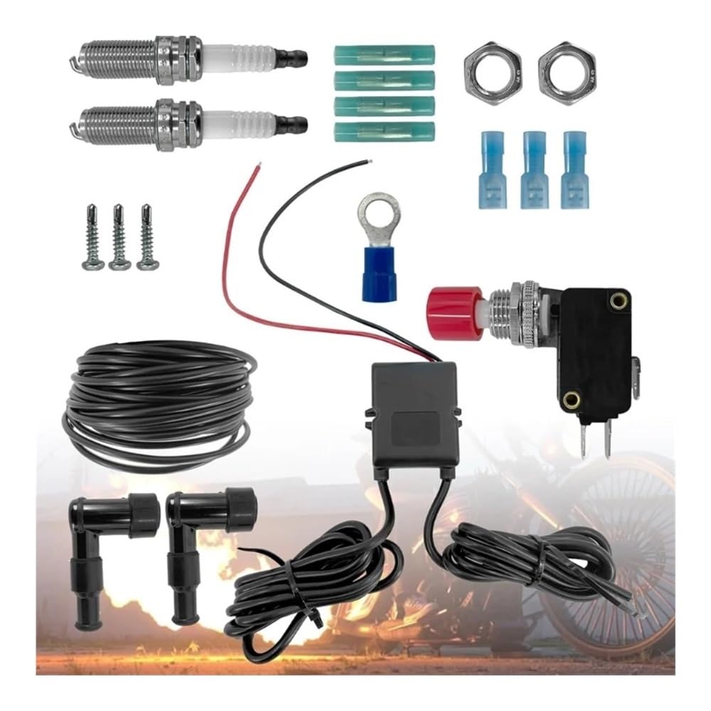 Bujías encendido Kit De Lanzallamas Doble Universal Para Motocicleta, Coche, Camión, Juego Llama Escape, Incluye Todas Las Piezas Instalación H9EE