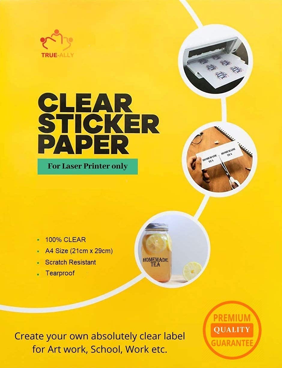 Buy Trueally 25 Transparent Sticker Paper Clear Sheets for Laser