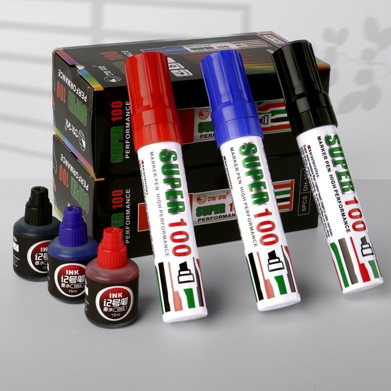 Jumbo permanent Marker - 12mm Thick Oil-Based Permanent Marker with Large Capacity Barrel, Ideal for Addressing, Confidential Protection -