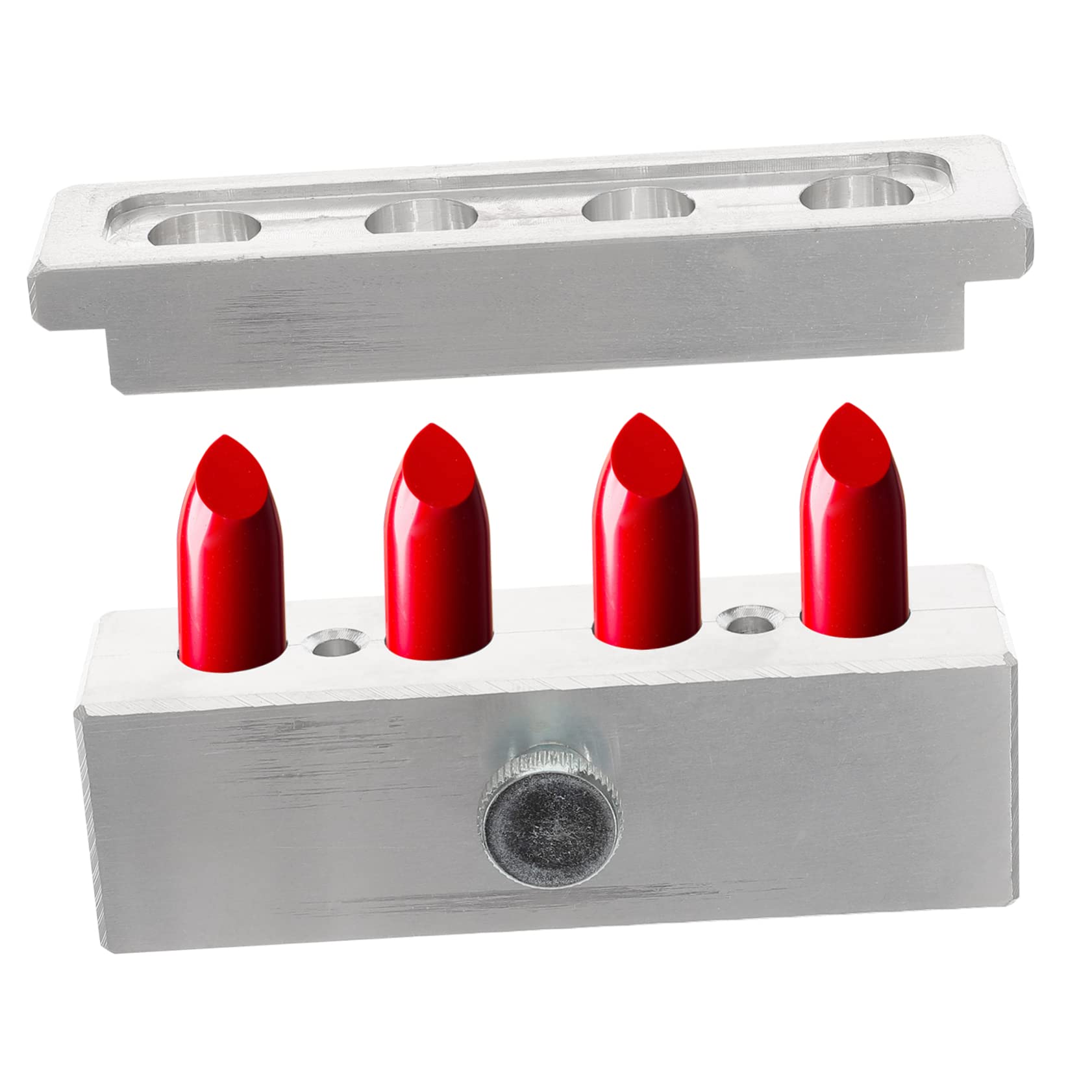 Lippenstift Selbstgemacht Satz aus Aluminiumlegierung mit 4 Löchern Hochglänzend und Fein Poliert Langlebig für Lippenbalsam Herstellung und Kreative Lipgloss Form