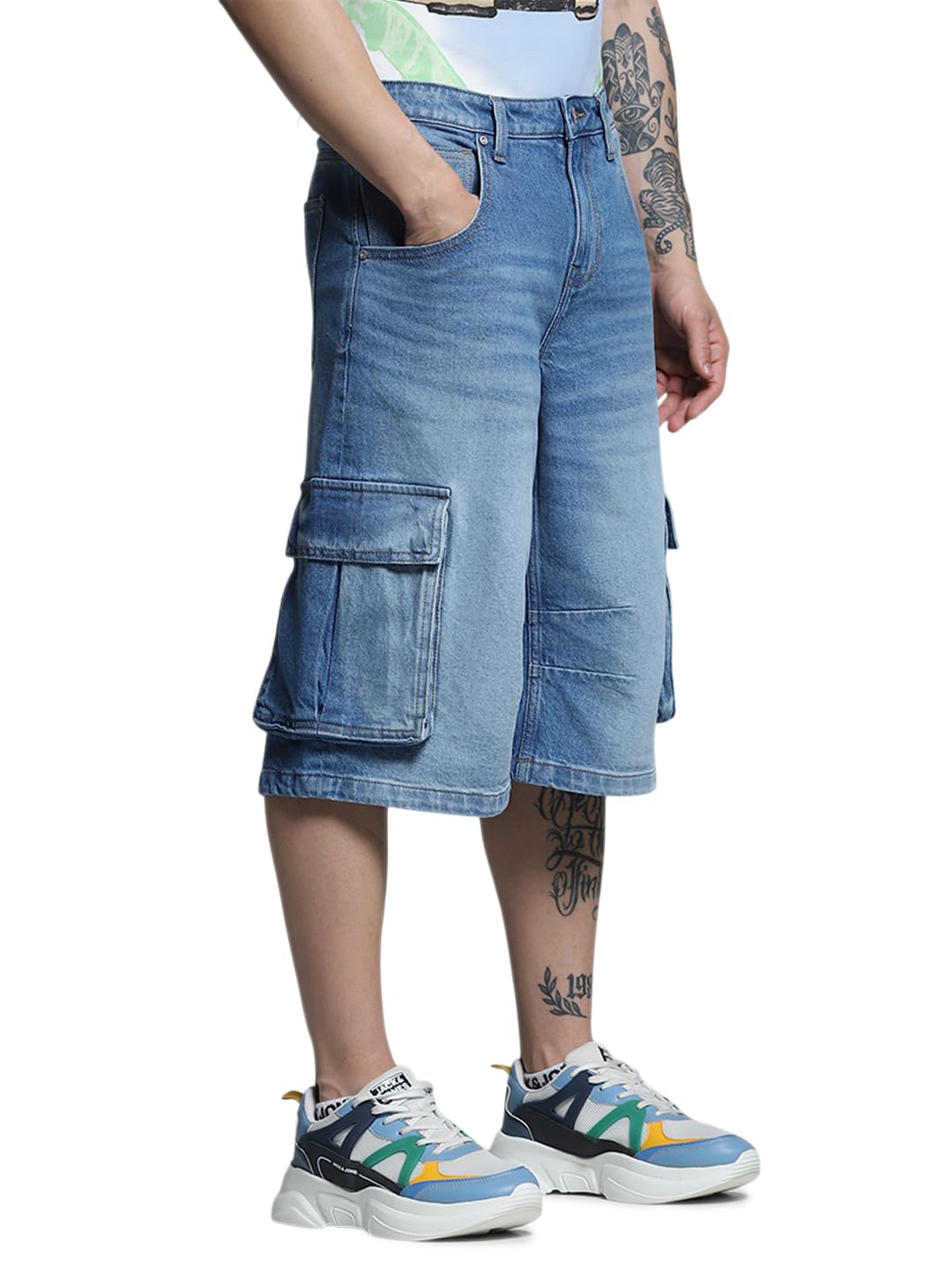 Men Loose Fit Denim Shorts