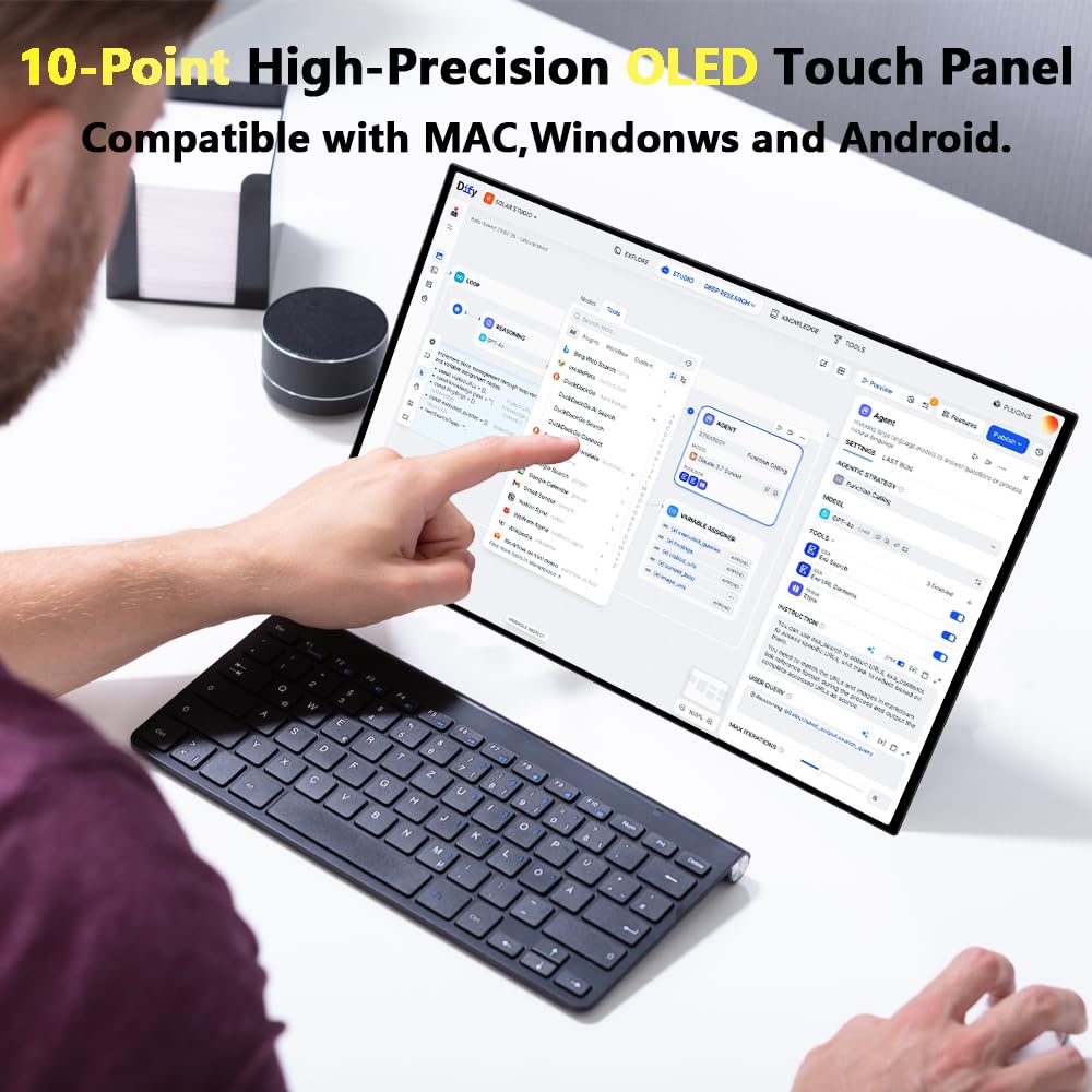 Schermo tattile portatile OLED da 13,3 pollici, display da viaggio HDR 1080P, 500 linee, secondo monitor esterno ultra sottile per laptop, Mac, PC, Android, telefono/tablet (senza tocco)