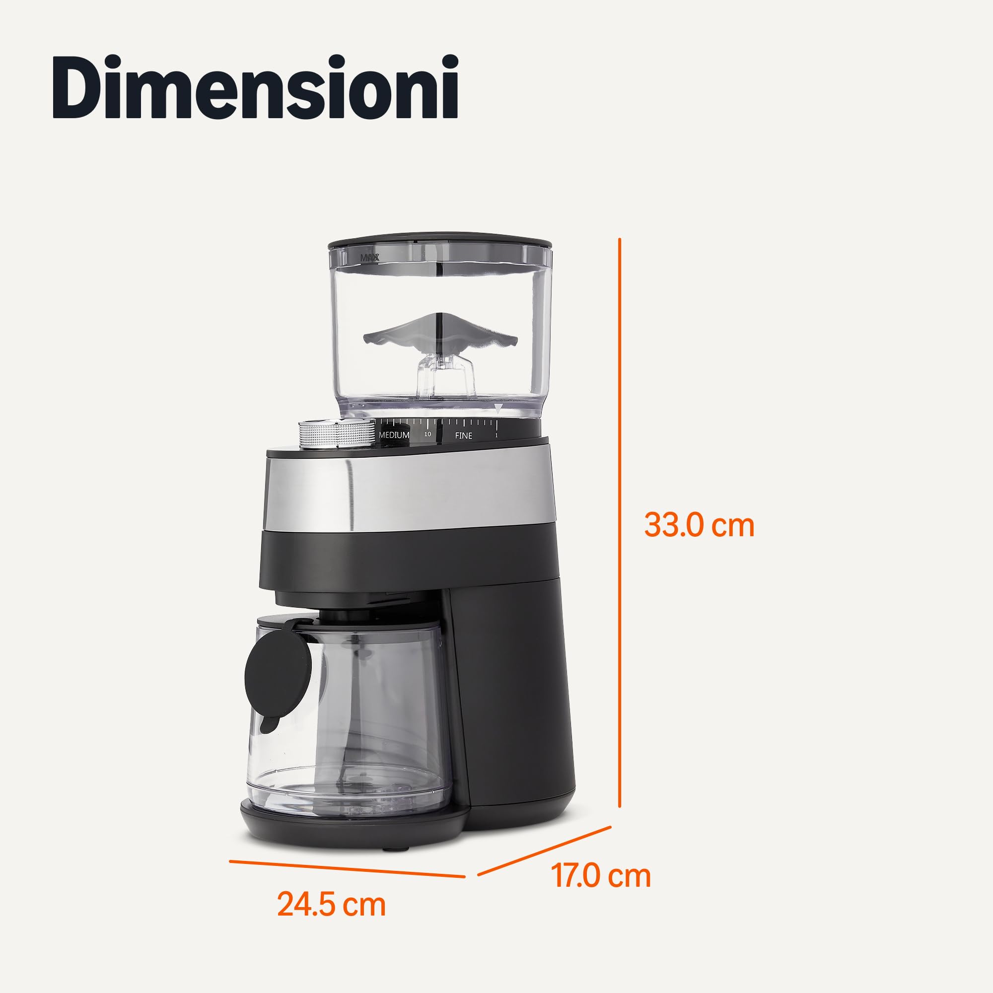 Amazon Basics Moulin à café électrique avec 30 réglages pour cafetière à piston, café filtre et espresso, noir