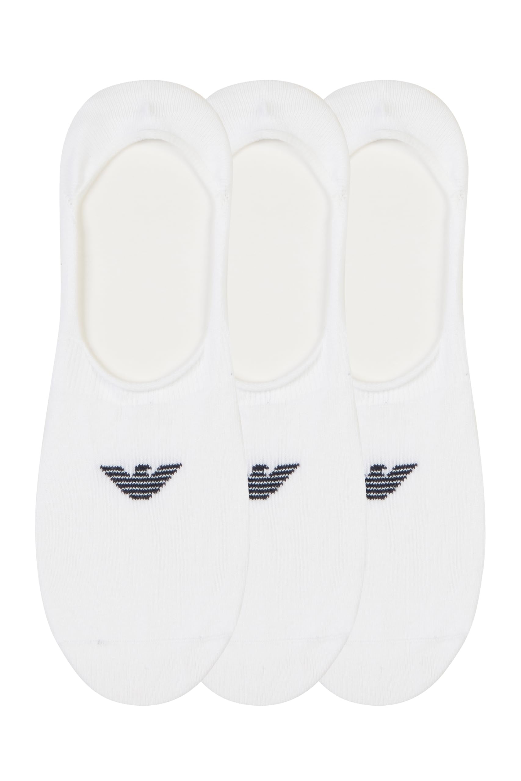 Emporio Armani Man's Casual Cotton 3-Pack Footie Socks, White, S/M