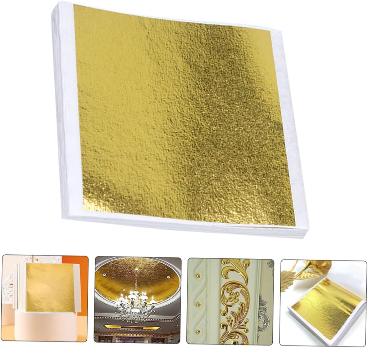 Hohopeti 1bag Imitation Gold Foil Sheets Ultra Fine Gold Leaf Sheets for Art Glitter Crafts Painting Furniture Decoration