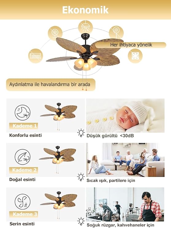 Dlc Oklahoma Ceiling Fan Brown 132 Cm