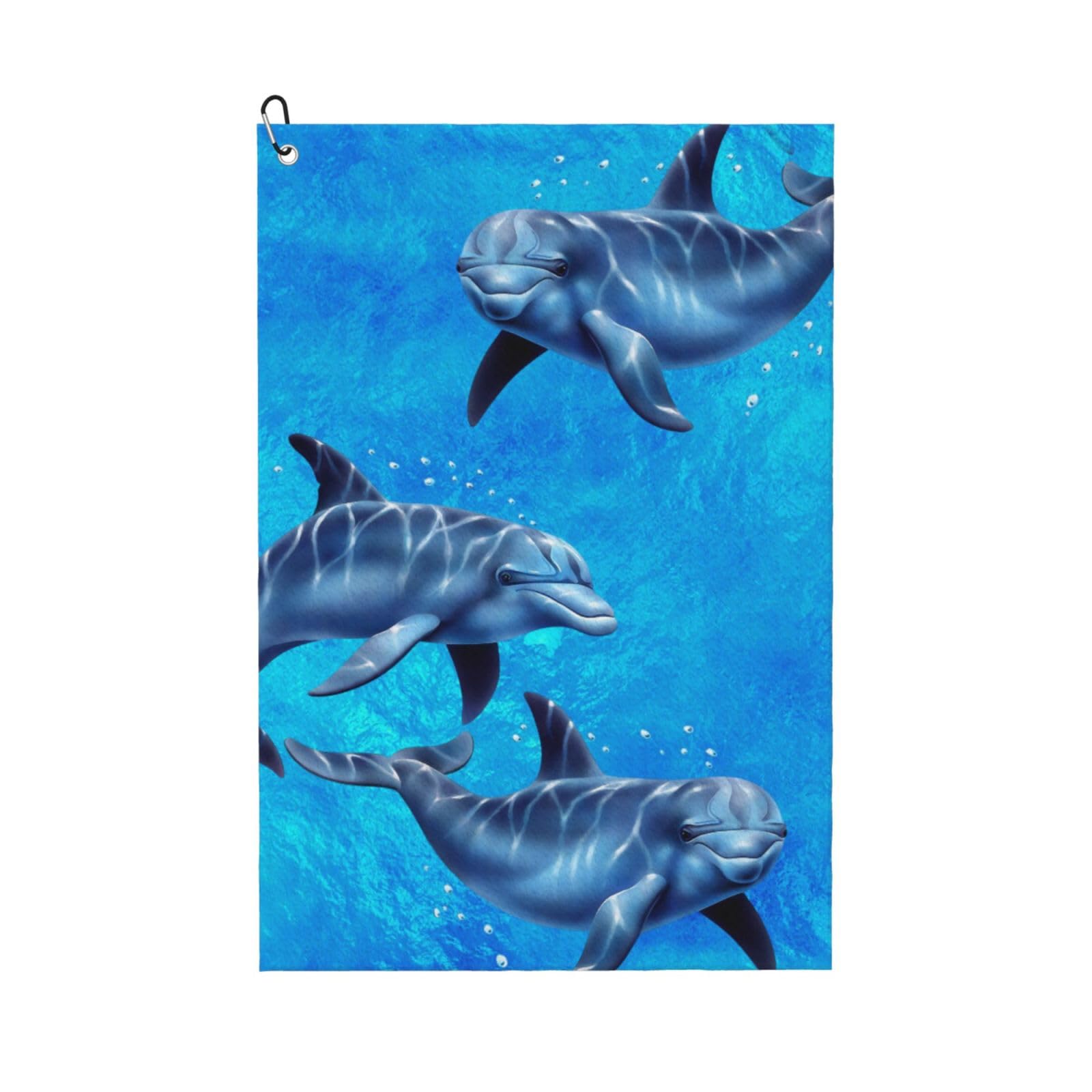 Hnnkloy Dolphins, 16x24 in Portable Waffle Golf Towels with Carabiner Clip for Golf Bag
